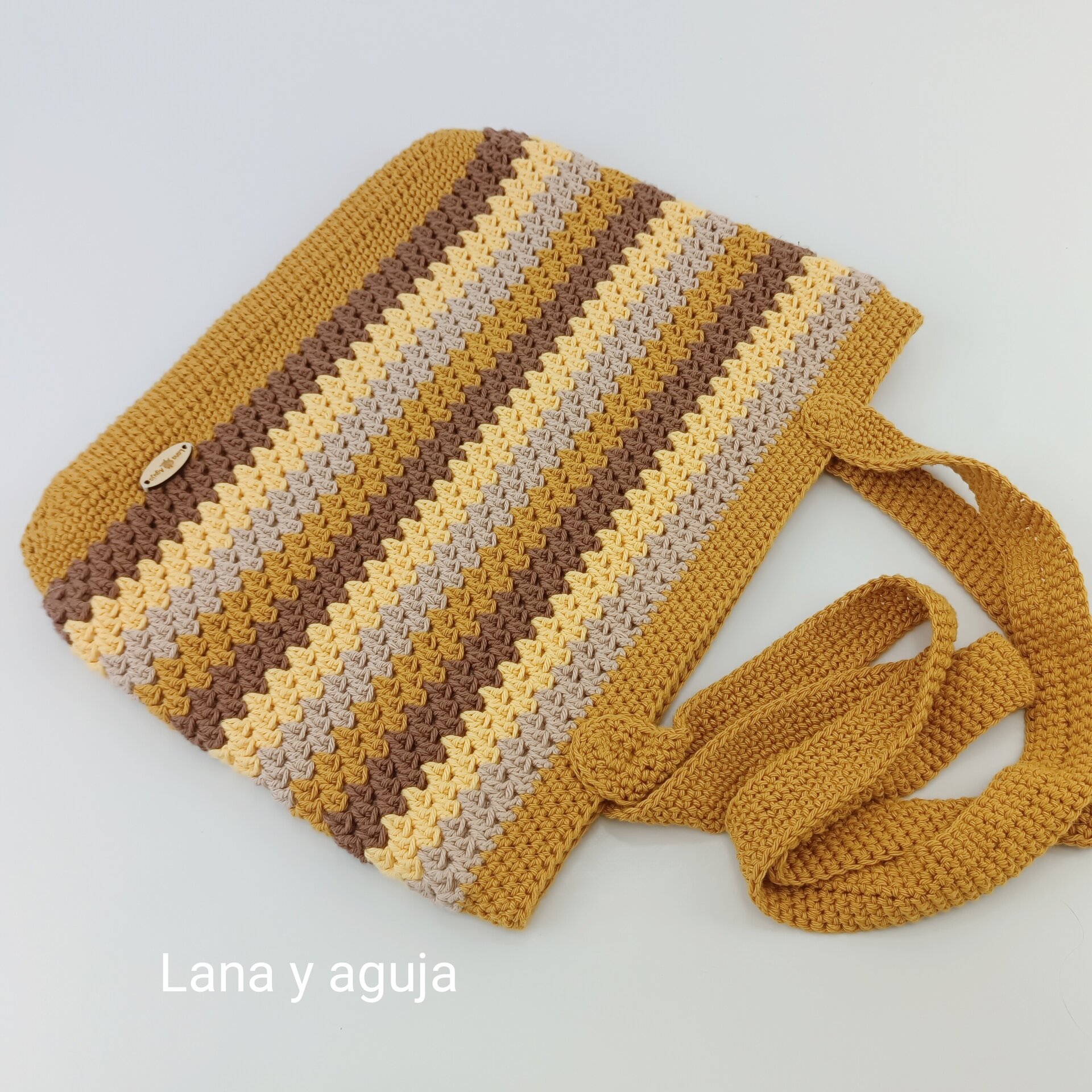 Bolso de crochet, bolso de asas, tejido a mano, VARIOS COLORES. - 7