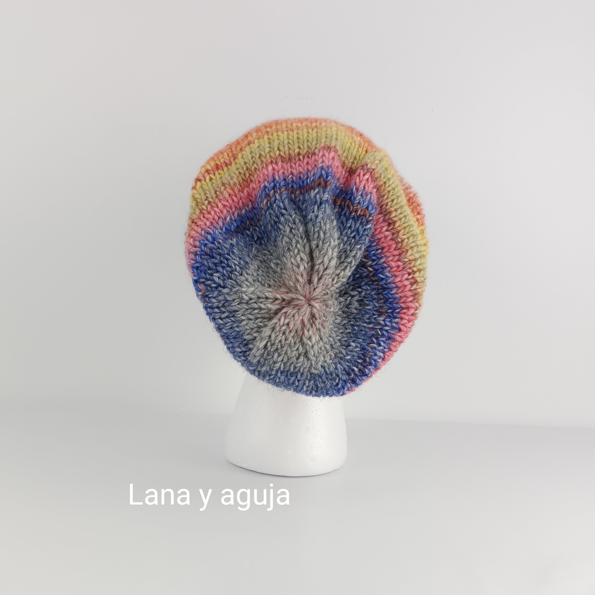 Gorro tejido a mano, unisex, gorros de lana invierno, gorro arcoíris. - 3