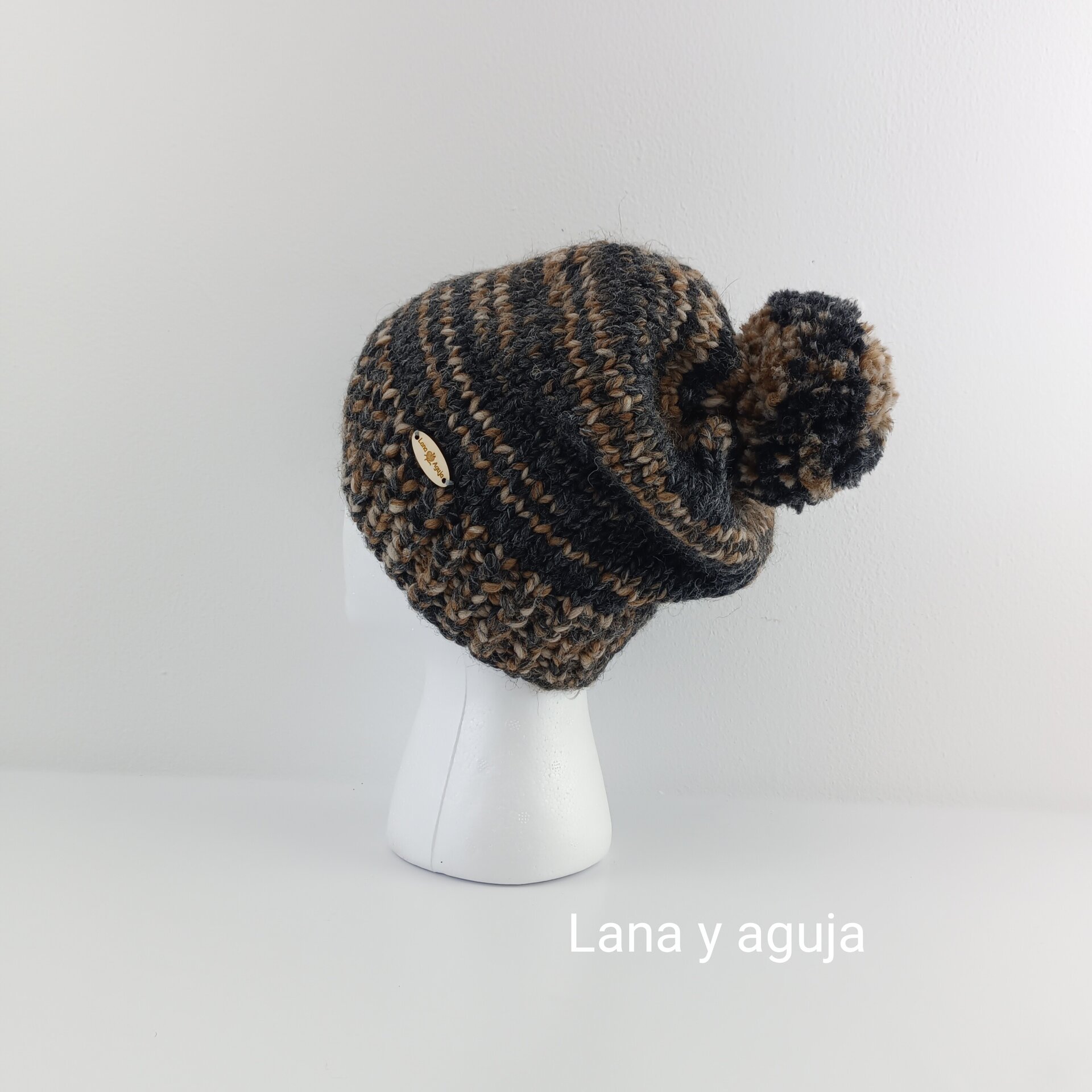 Gorro tejido invierno, gorro de lana largo, gorro slouchy. - 2