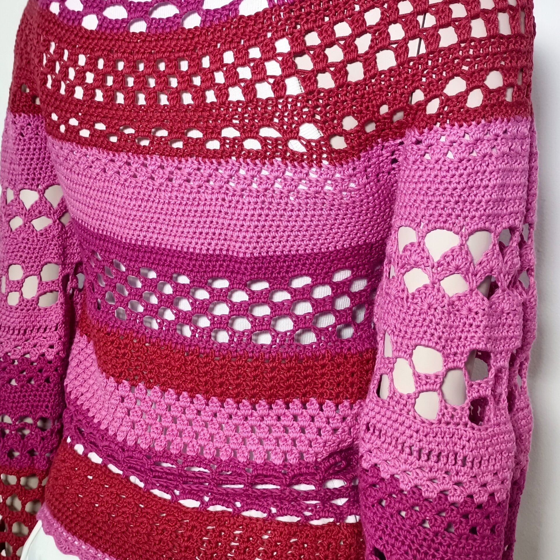 Jersey de lana, Talla XS, suerte  corto de algodón, tejido a crochet - 6