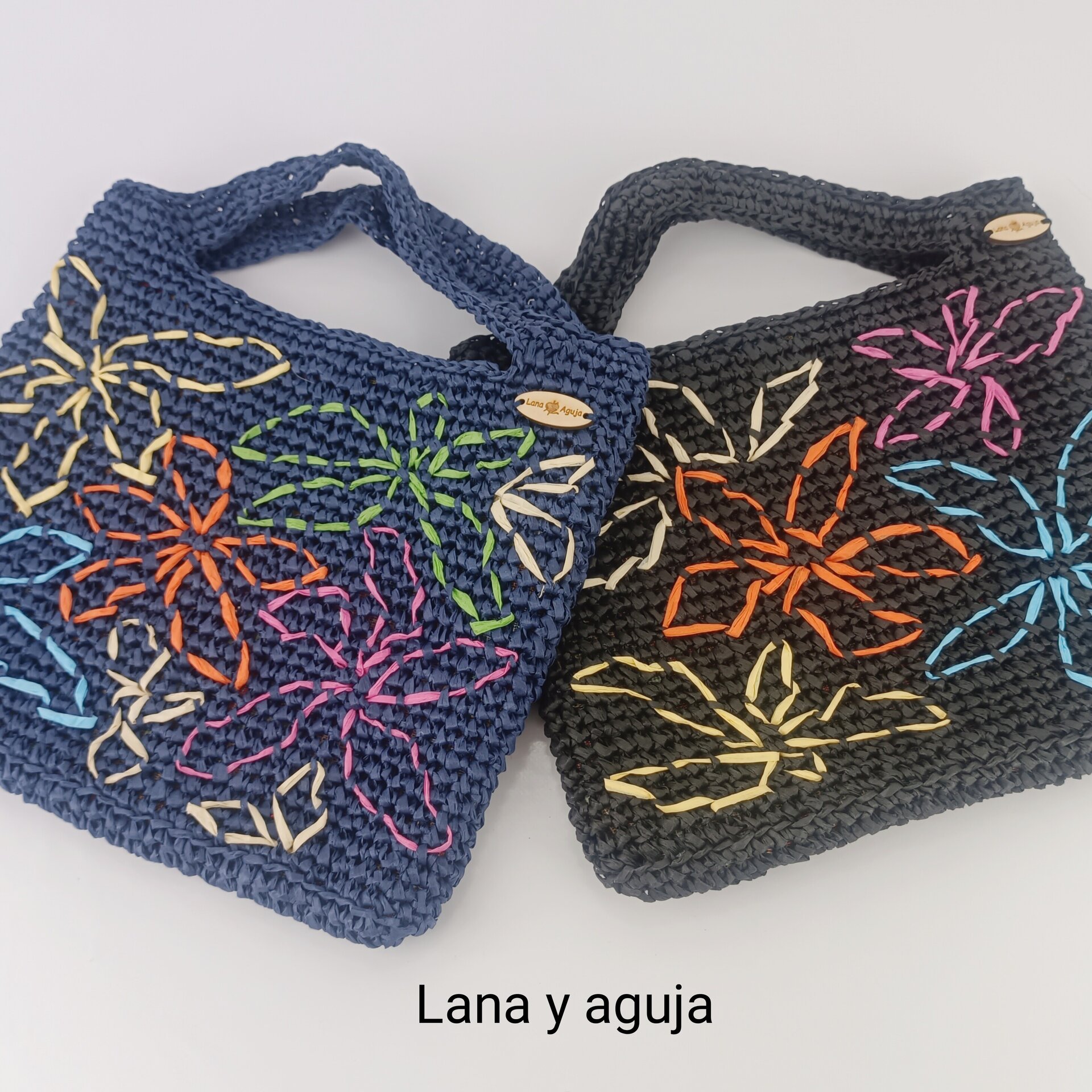 Mini bolso de crochet, rafia, tejido a mano, diseño original, VARIOS COLORES - 10