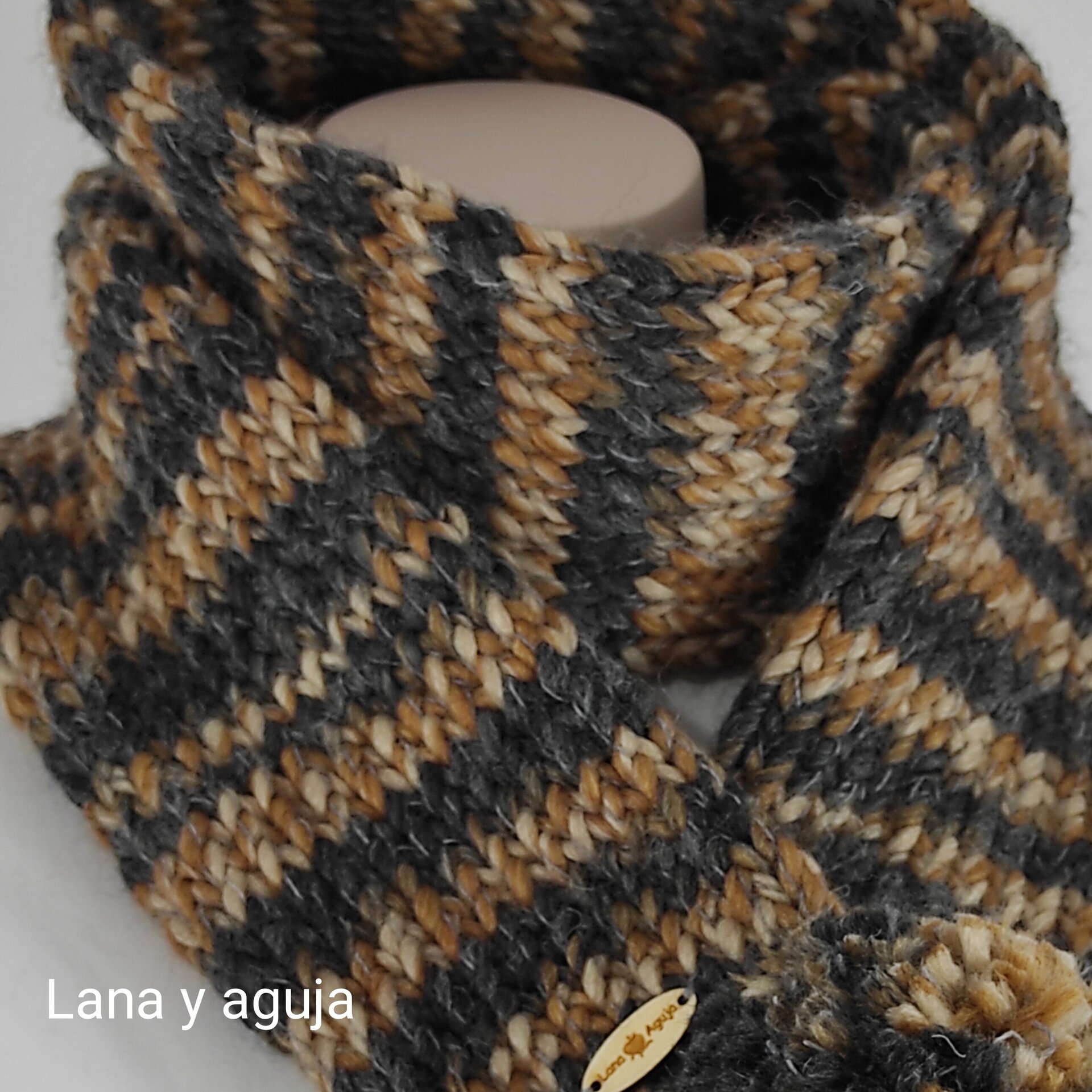 Cuello de lana, tejido a mano, bufanda de mujer, Tejido doble. - 3