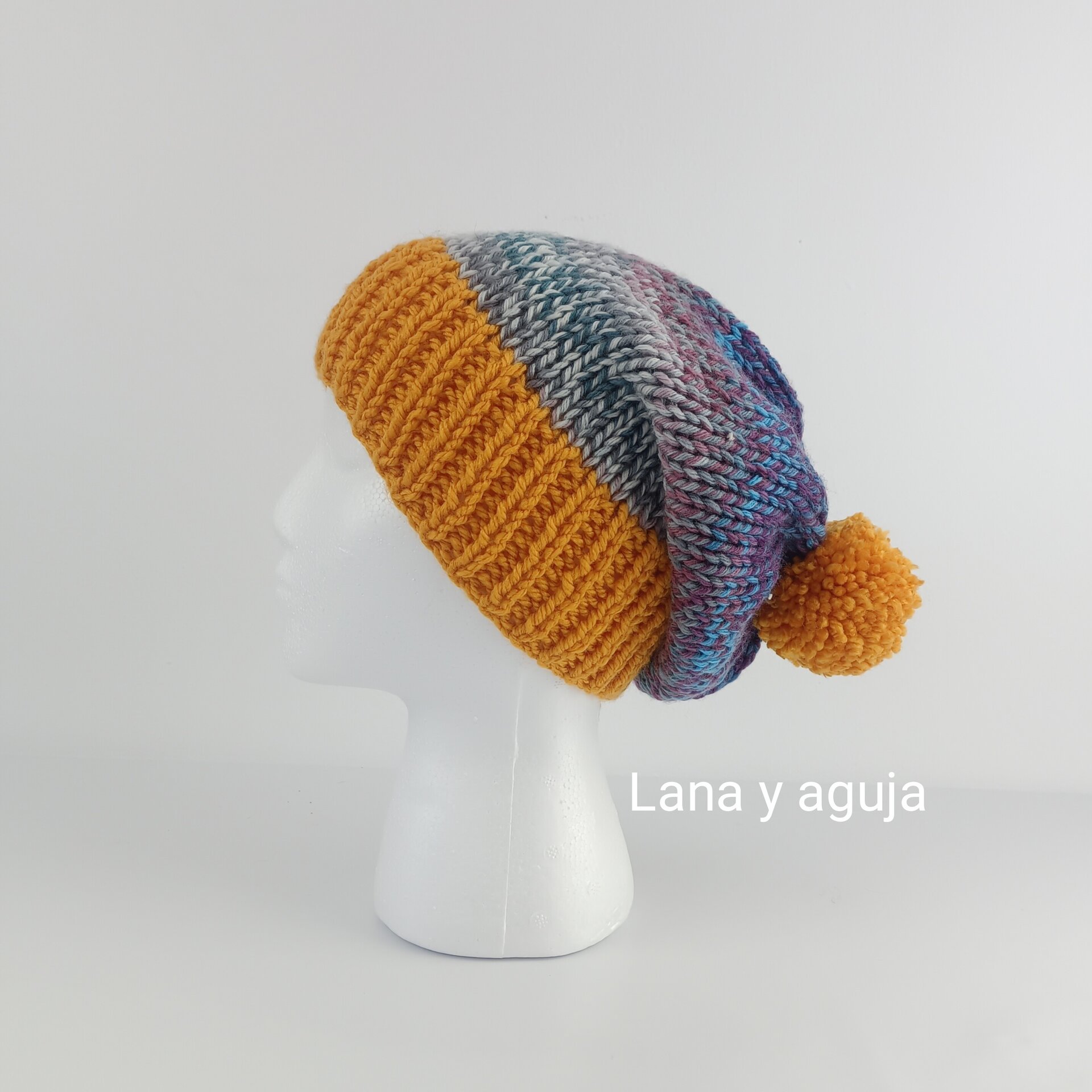 Gorro tejido invierno, gorro de lana largo, gorro mujer. - 6