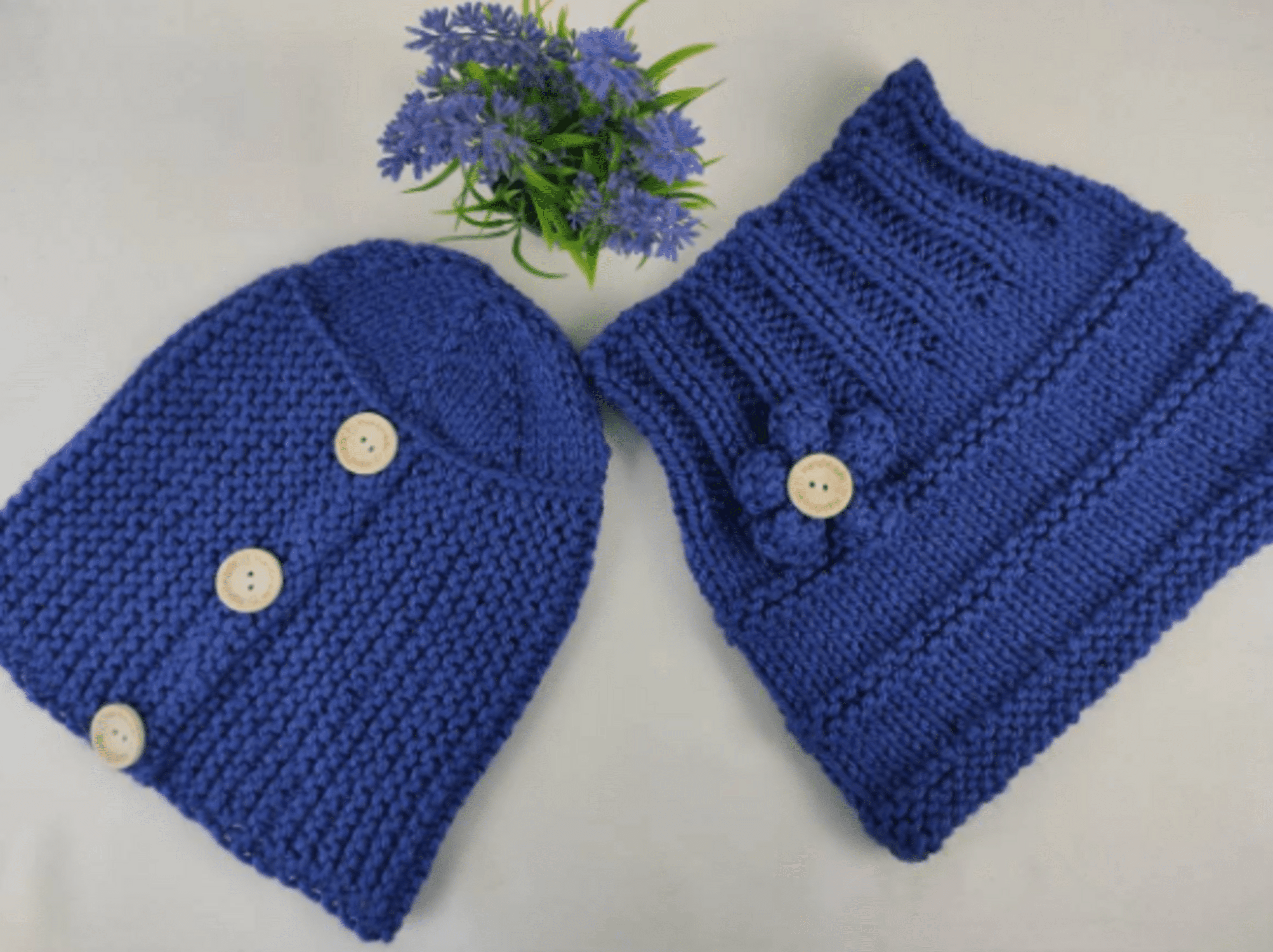 Conjunto de gorro y cuello de lana, tejido a mano. VARIOS COLORES. - 5