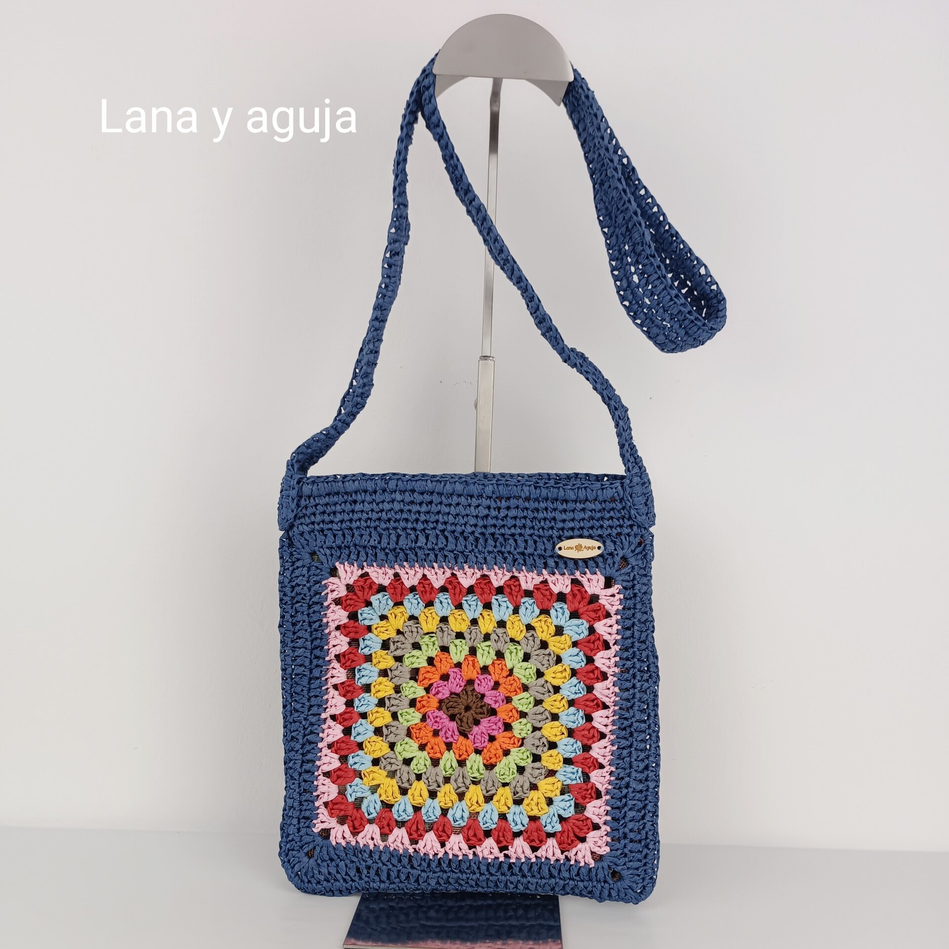 Bolso de granny, bolso de hombro, tejido con rafia muy ligero. - 2
