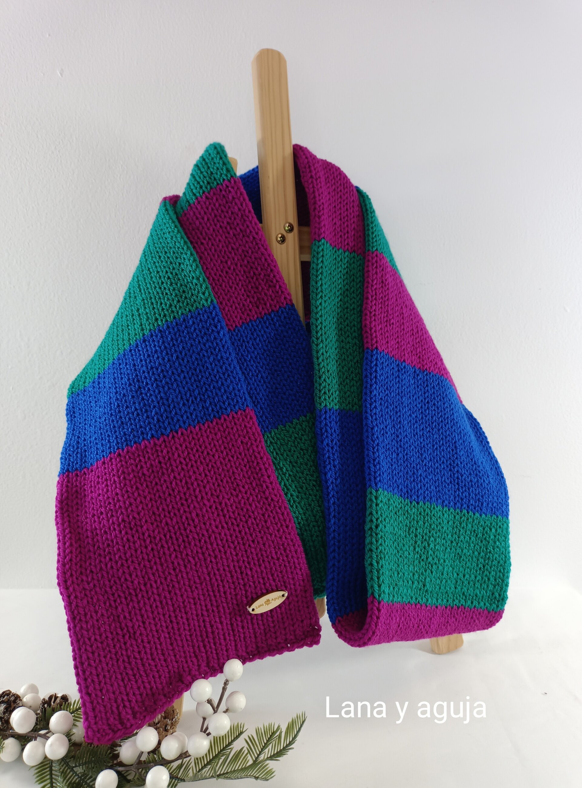 Bufanda de lana, tejido doble, suave. VARIOS COLORES - 11