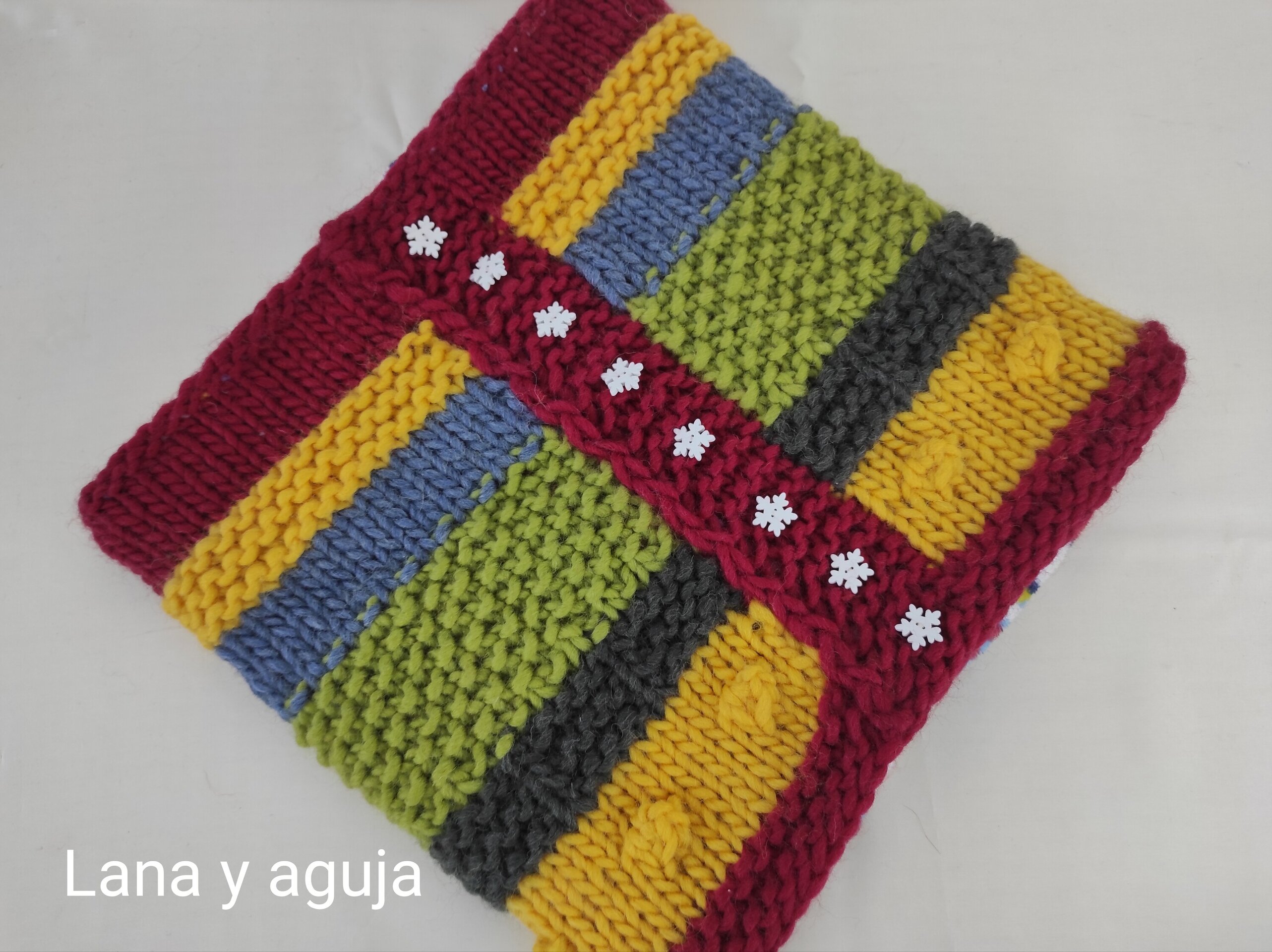 Cuello de lana forrado tejido a mano, bufanda de unisex. - 9