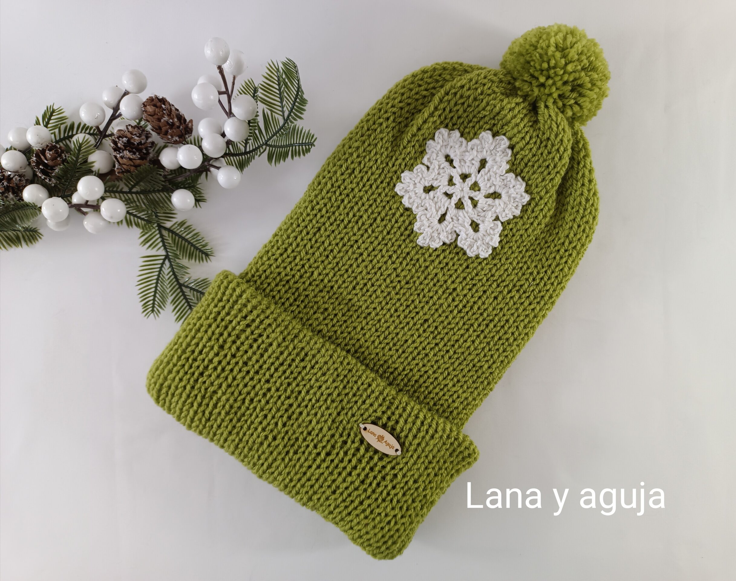 Gorro de lana largo, unisex, copo de nieve. VARIOS COLORES - 6