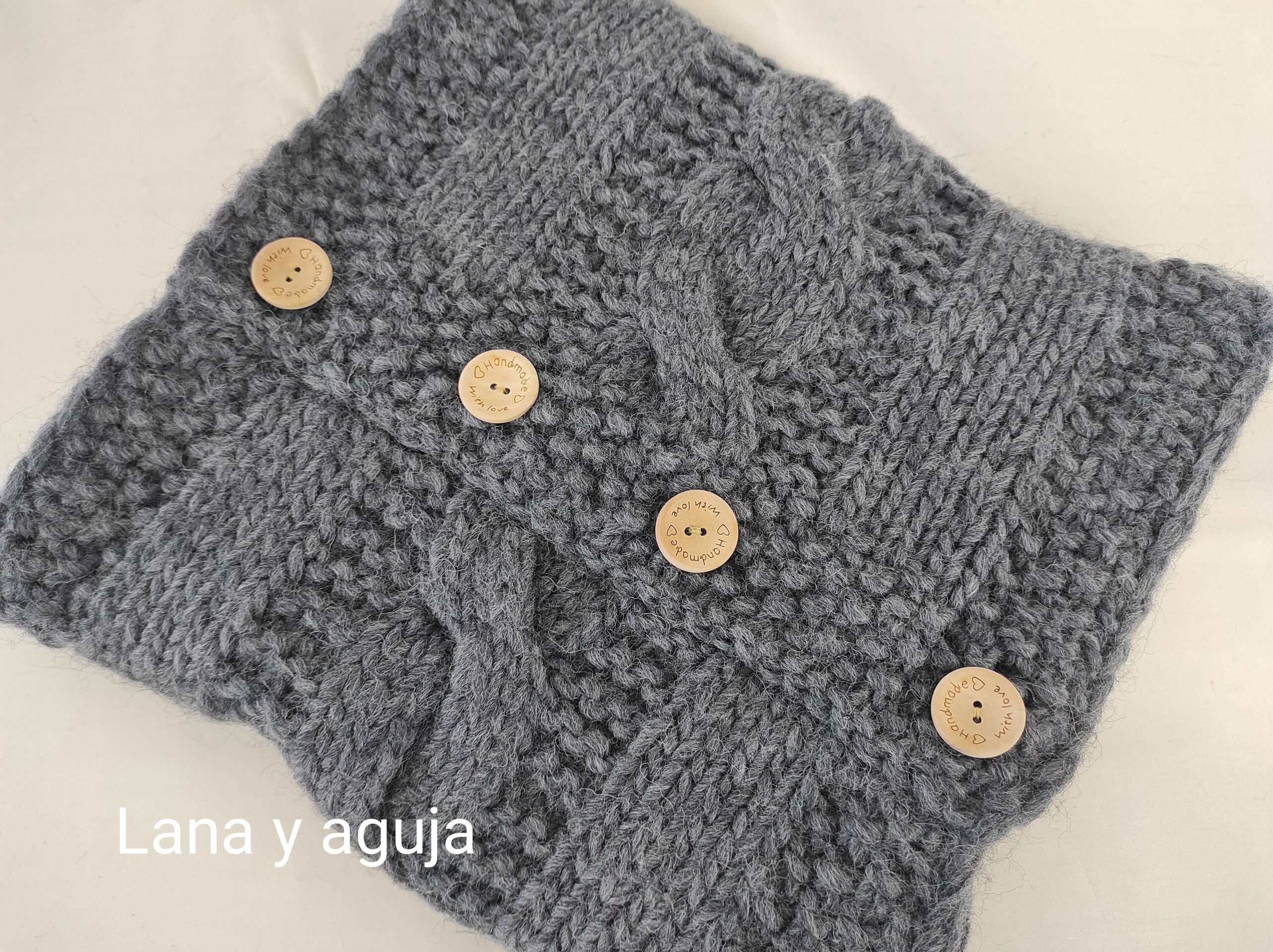 Cuello de lana forrado tejido a mano, bufanda de unisex. - 6