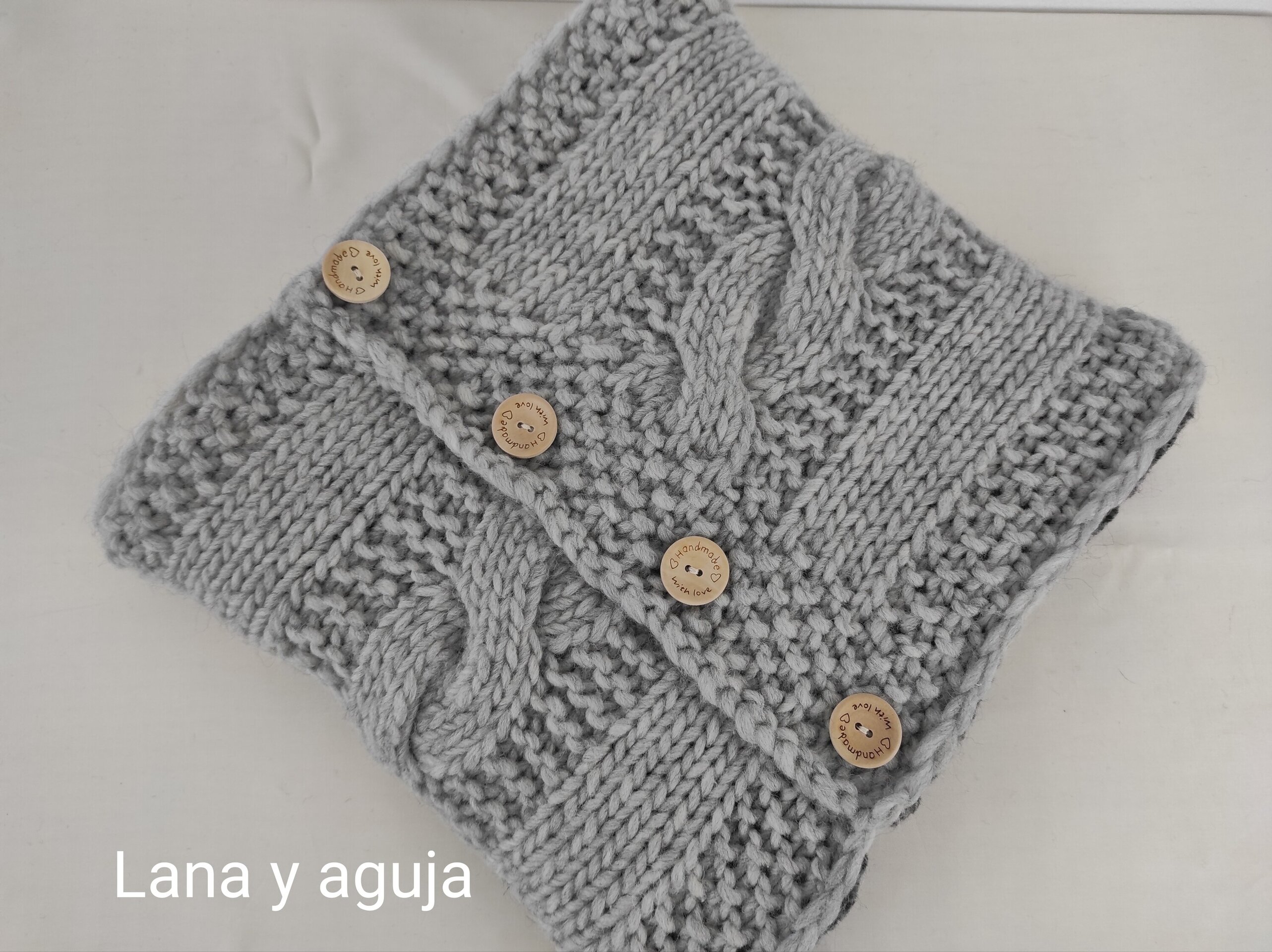 Cuello de lana forrado tejido a mano, bufanda de unisex. - 6