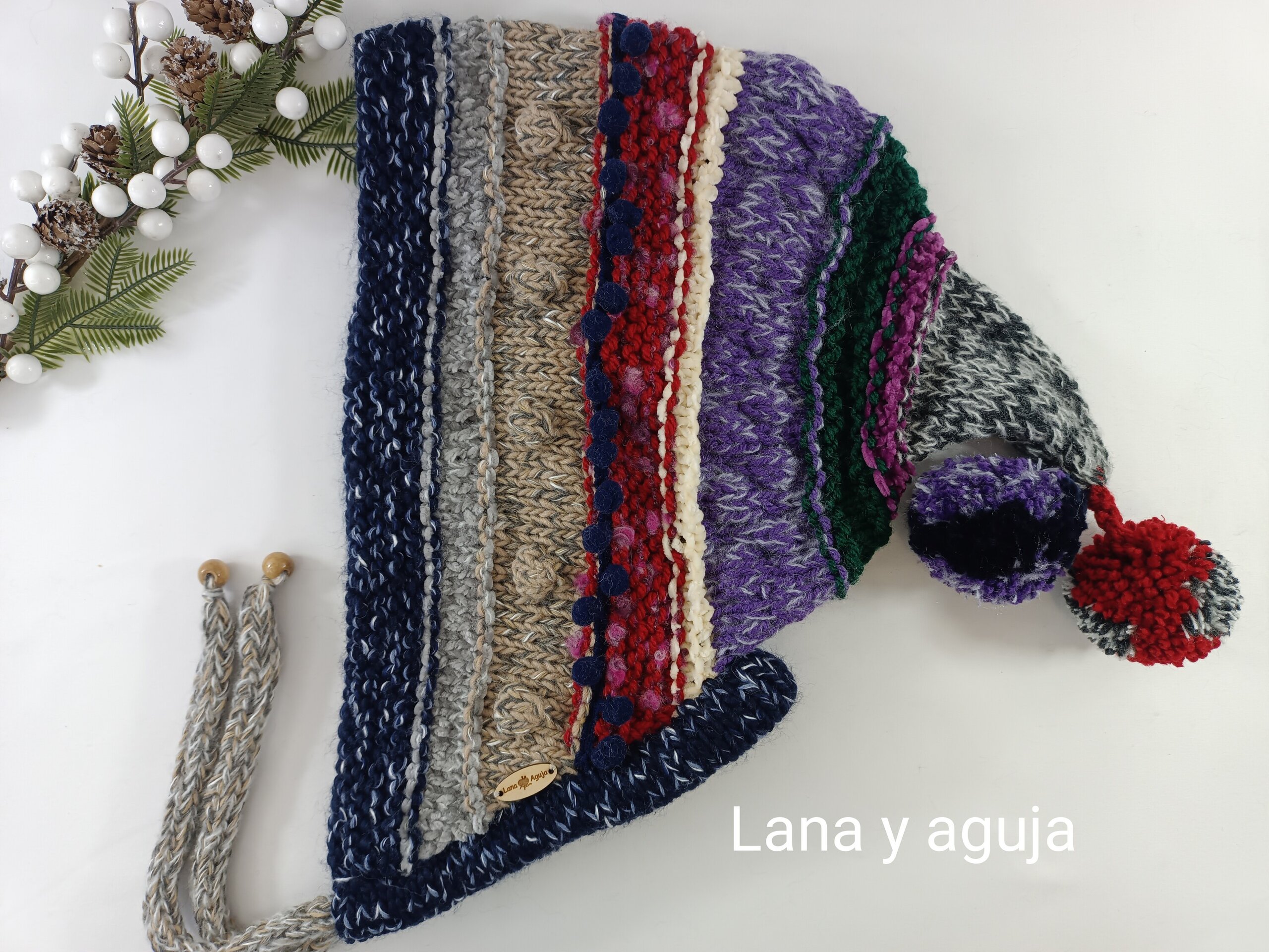 Gorro tejido invierno, gorro lana largo, gorro capucha, VARIOS COLORES. - 5