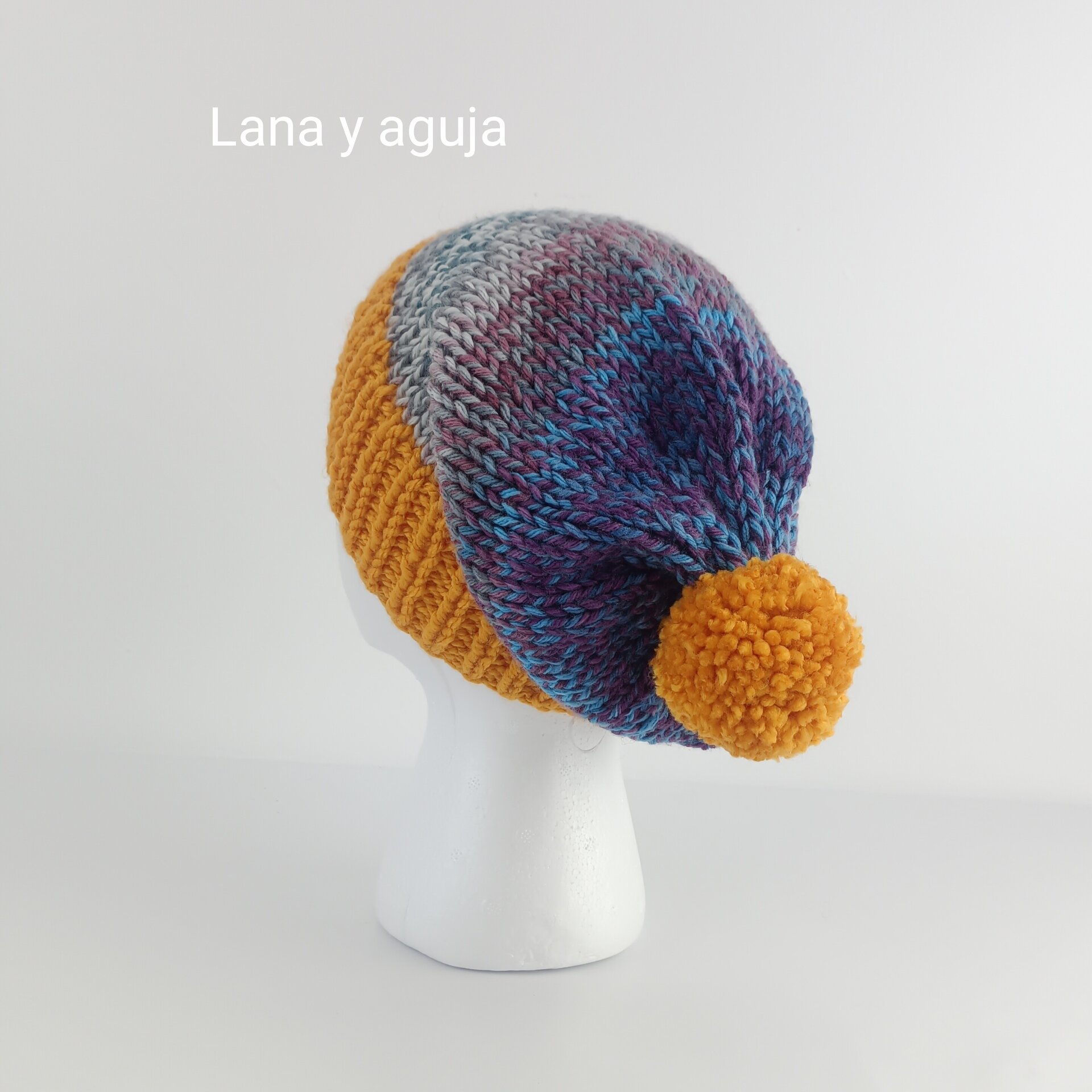 Gorro tejido invierno, gorro de lana largo, gorro mujer. - 7