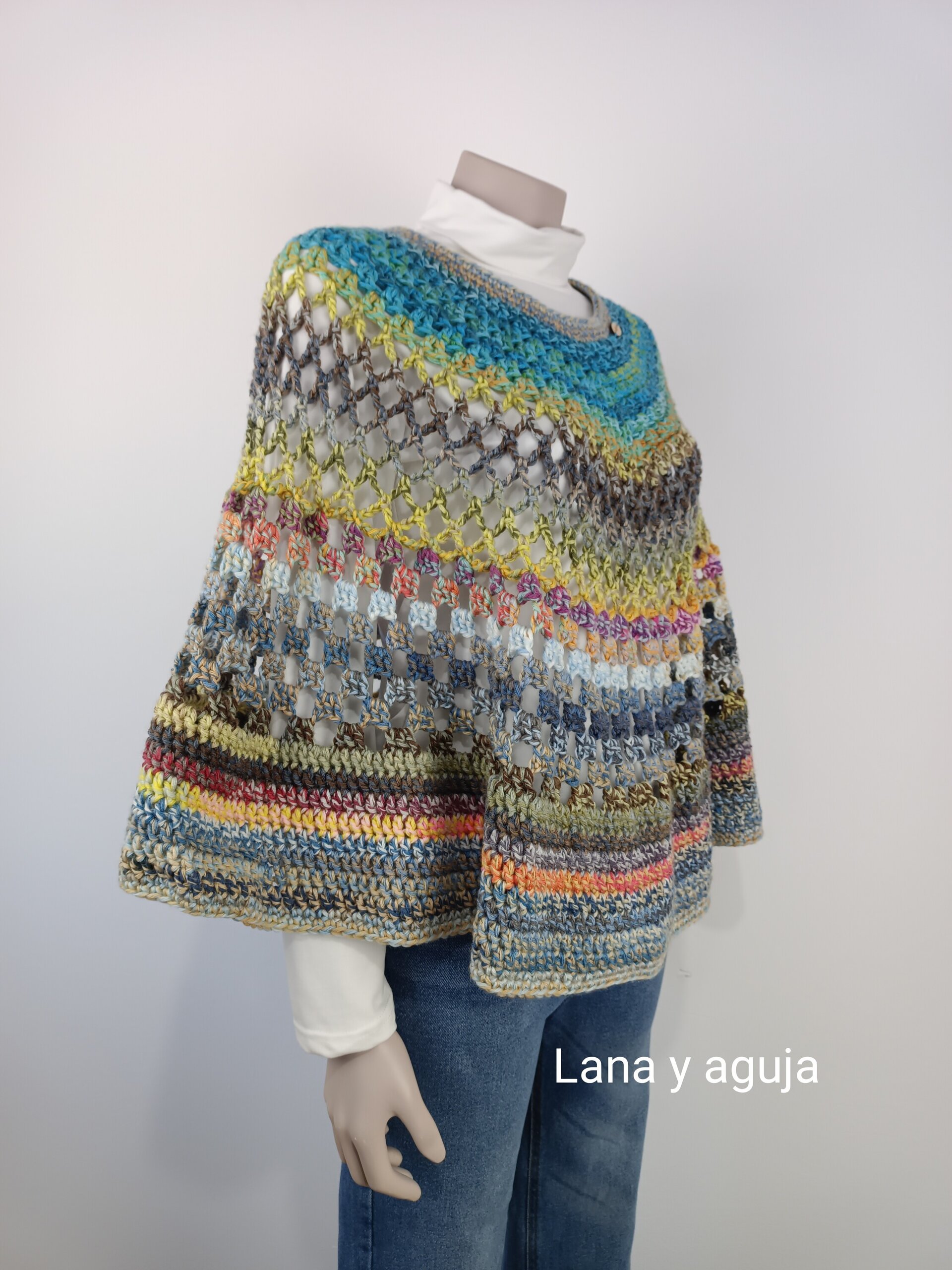 Poncho de crochet, TALLA M-L, capa para mujer, tejido a mano. VARIOS COLORES. - 7