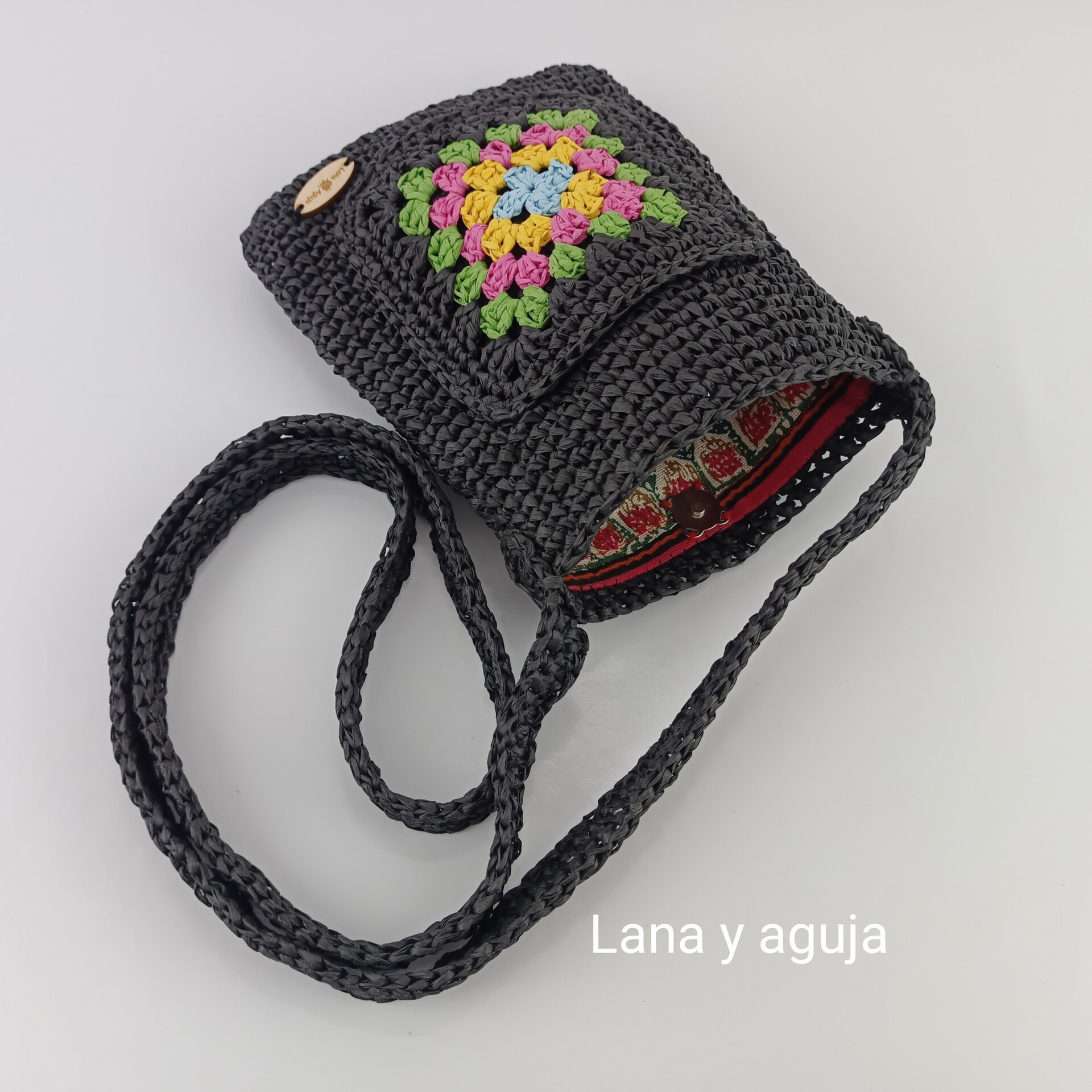 Bolso de crochet, bolso de hombro, tejido a mano, diseño original. - 11