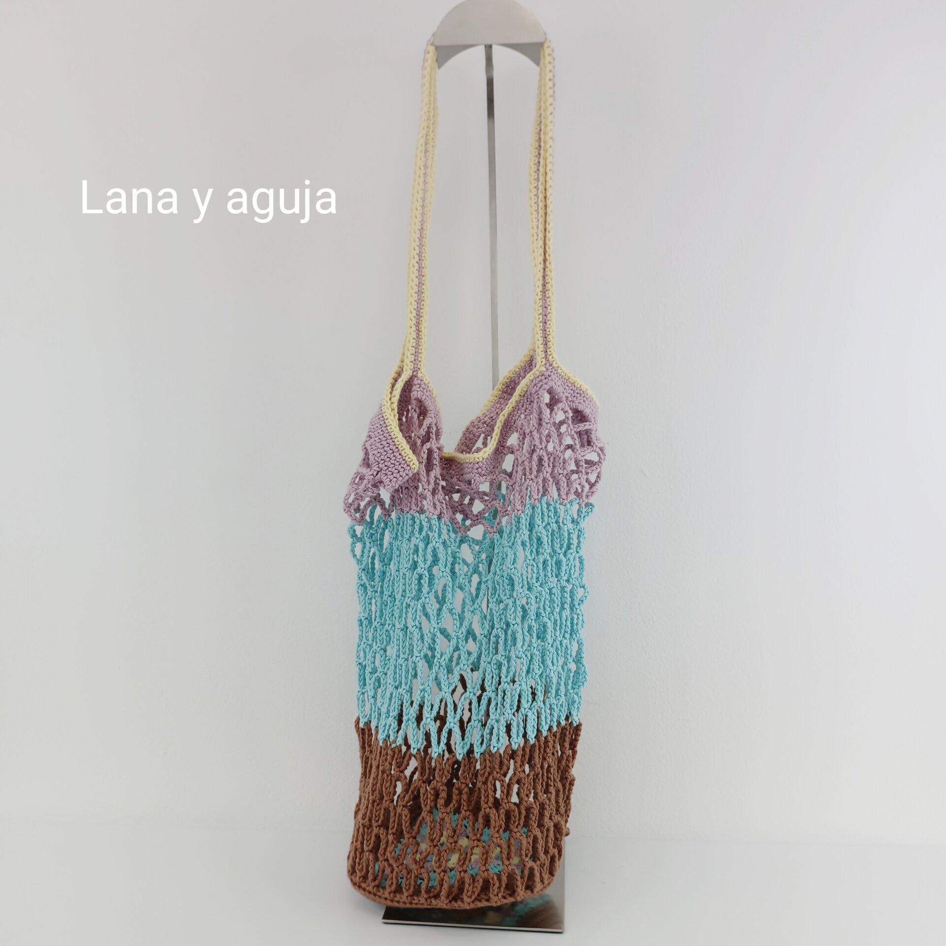 Bolsa de red tejida en crochet plegable - 6