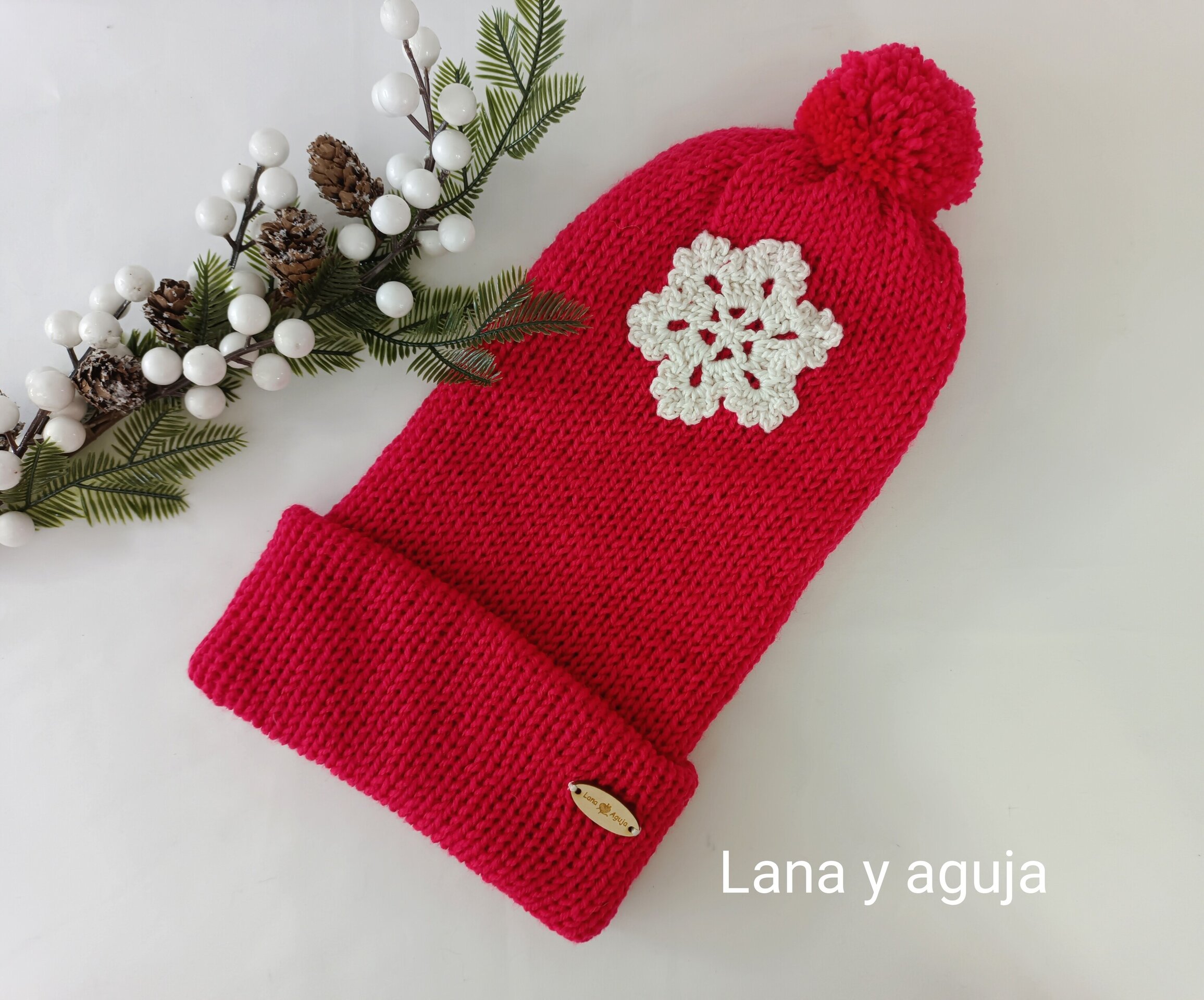 Gorro de lana largo, unisex, copo de nieve. VARIOS COLORES - 8