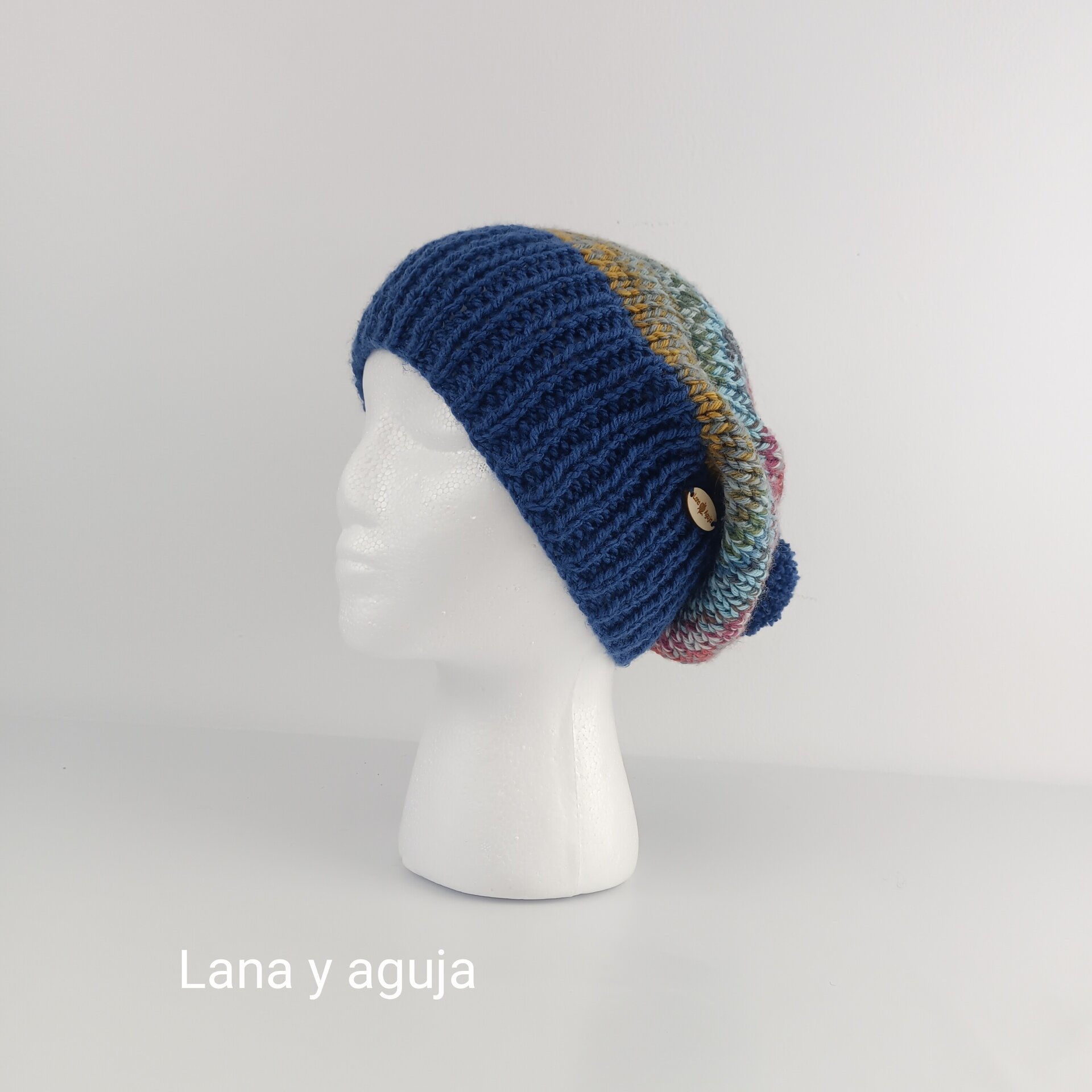 Gorro tejido invierno, gorro de lana largo, gorro mujer. - 4
