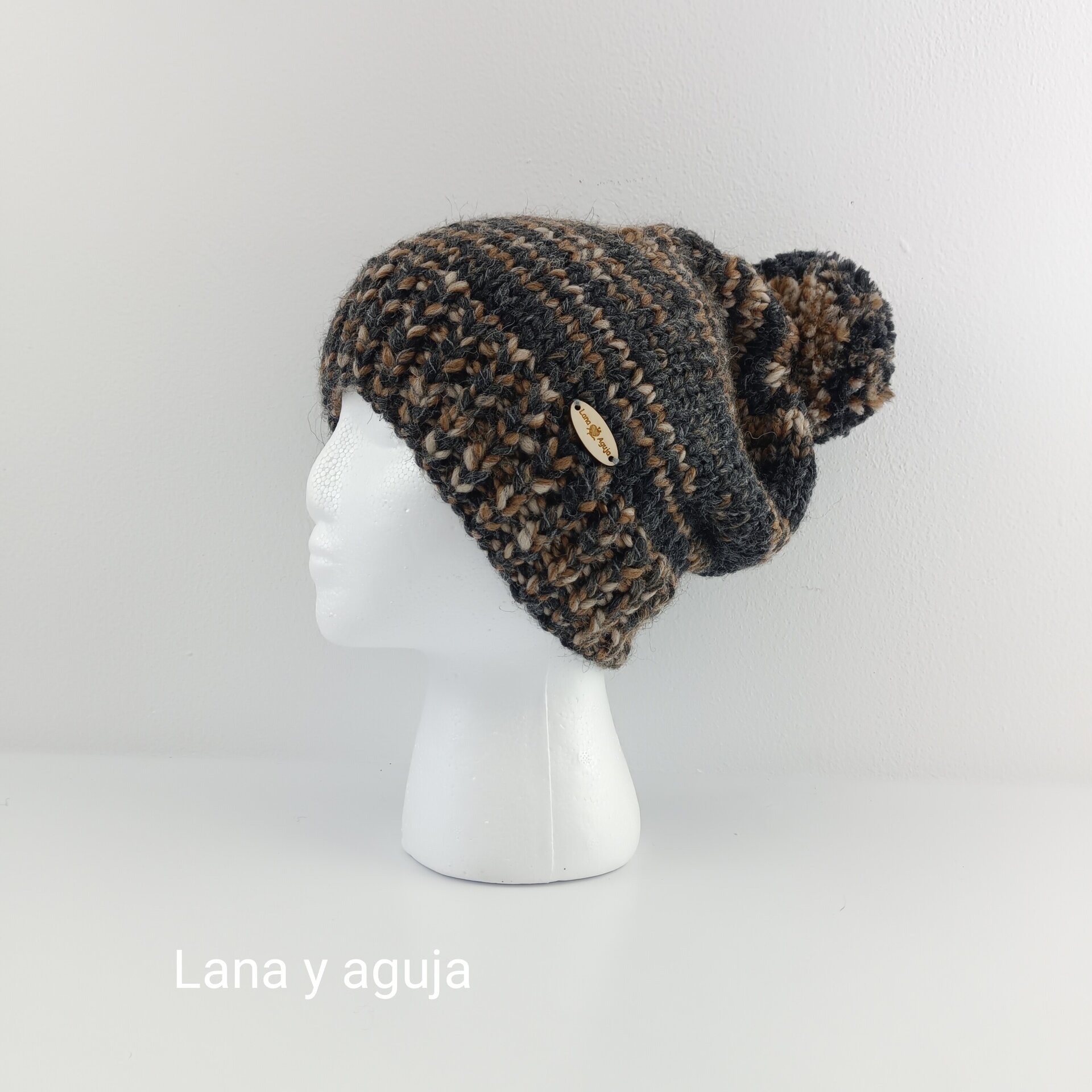 Gorro tejido invierno, gorro de lana largo, gorro slouchy. - 1