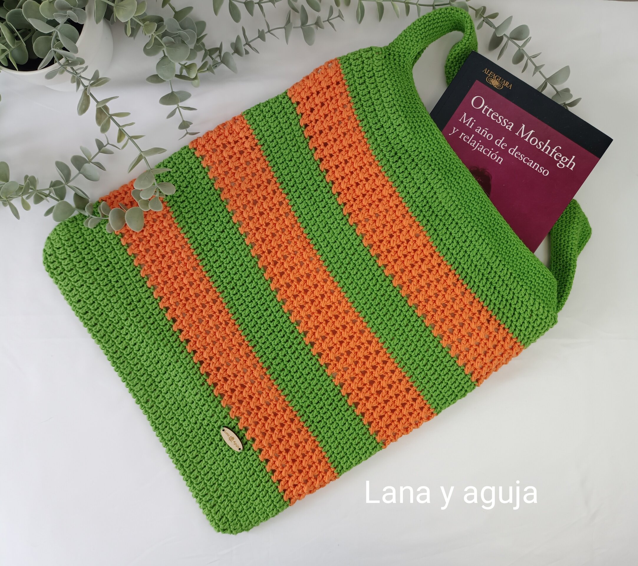 Bolso de crochet, bolso de colgar, tejido a mano, Bolso tote. - 3