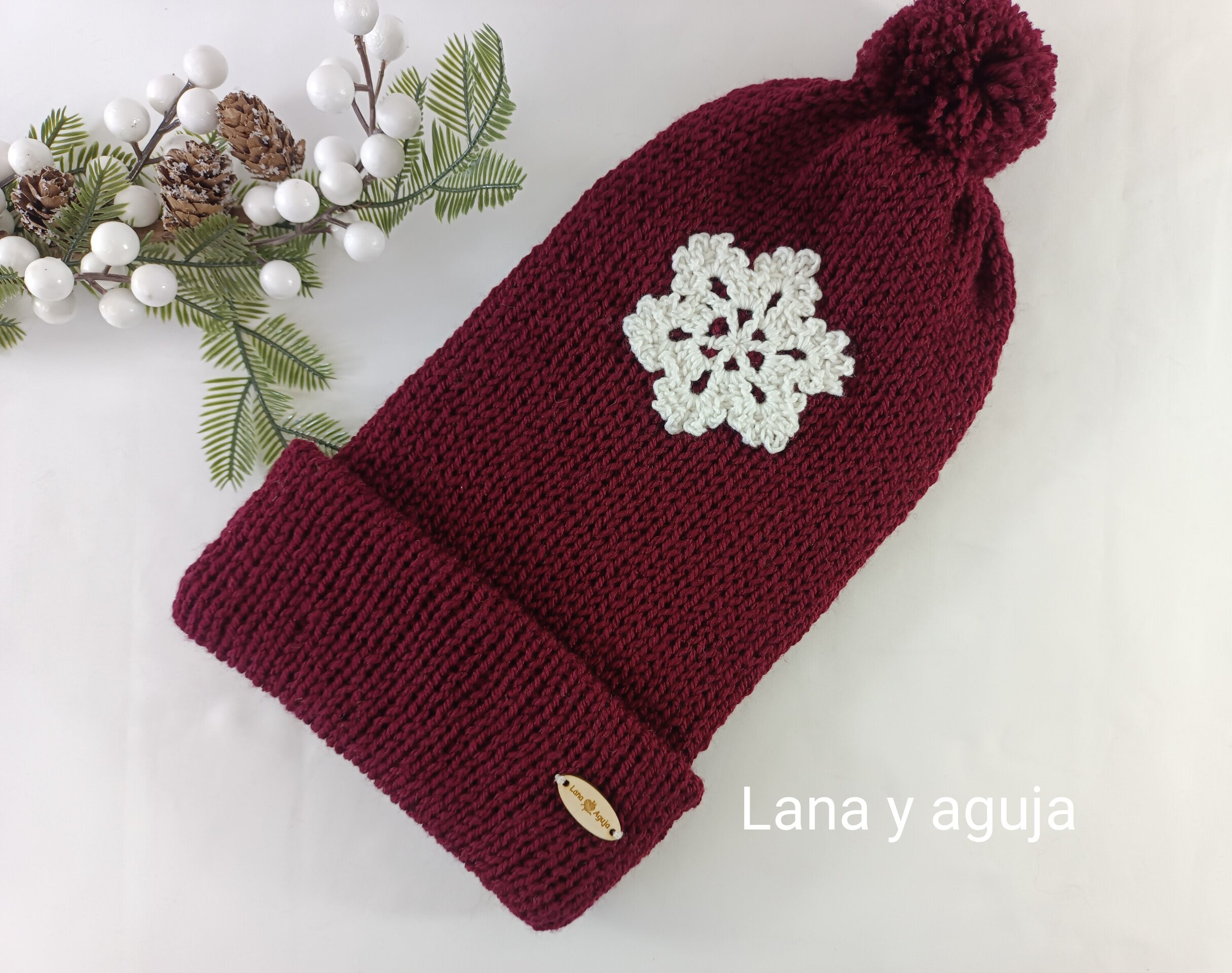 Gorro de lana largo, unisex, copo de nieve. VARIOS COLORES - 2