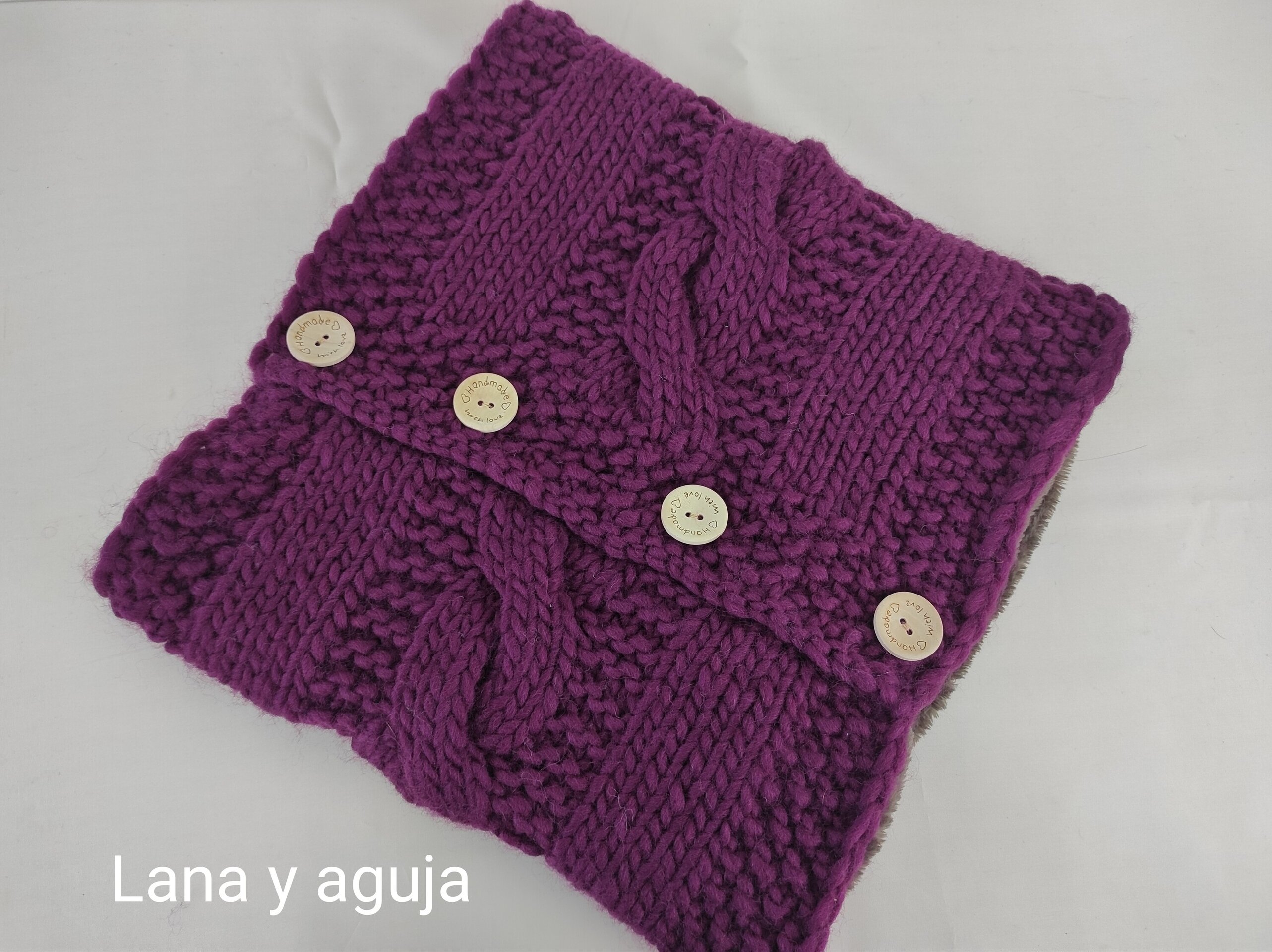 Cuello de lana forrado tejido a mano, bufanda de unisex. - 3
