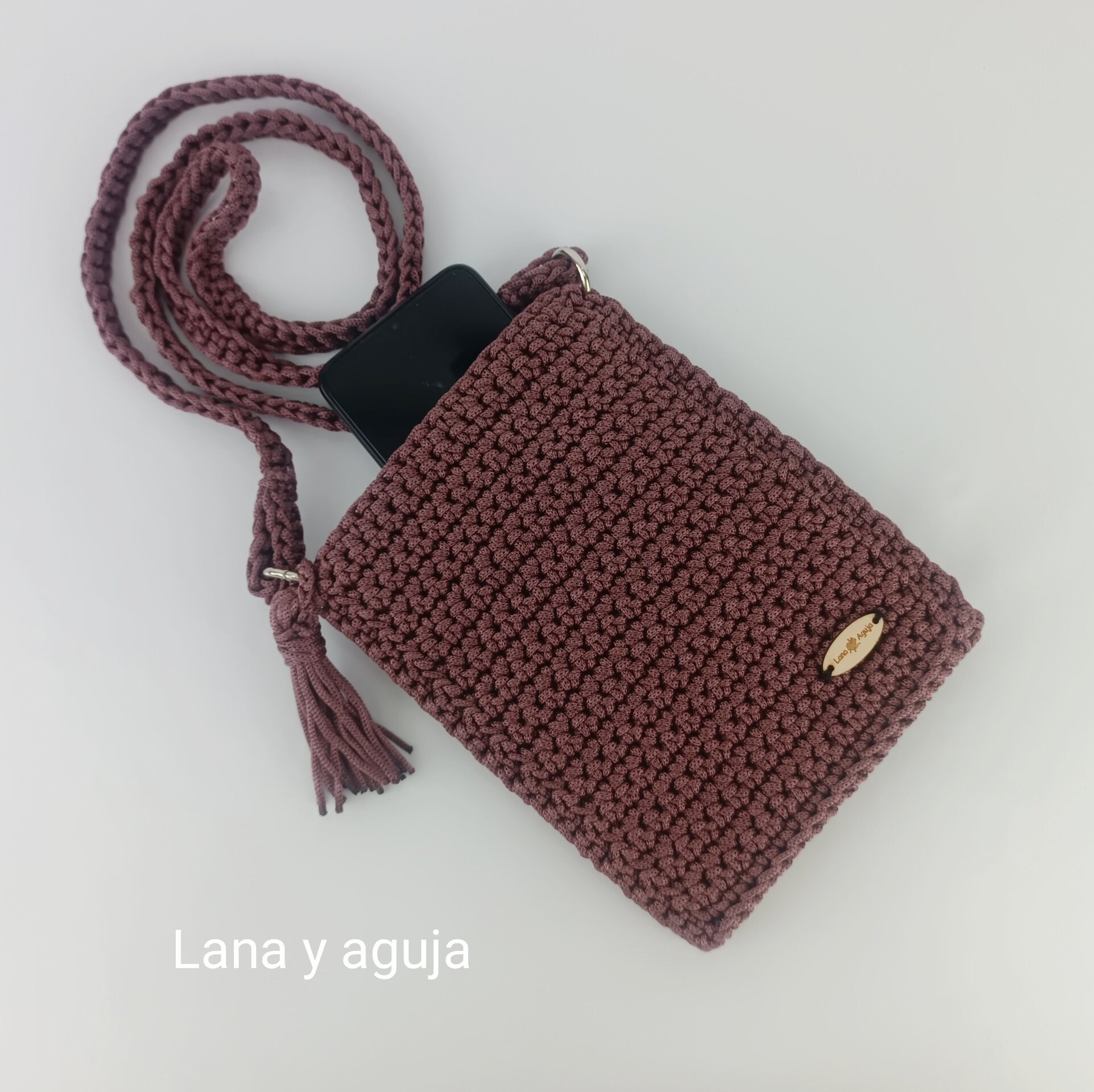 Bolso de crochet, tejido a mano, diseño original, hilo trenzado. - 2
