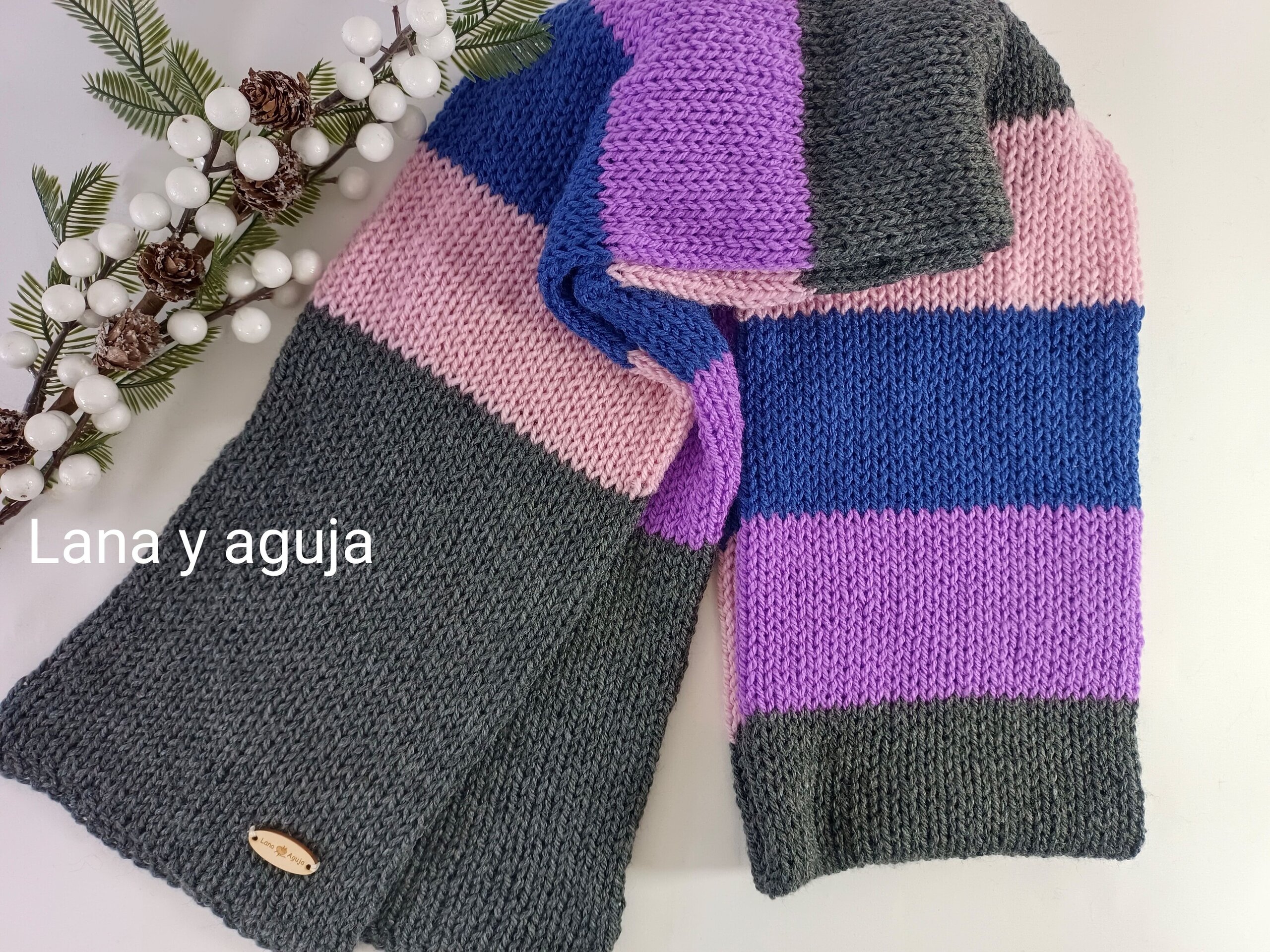 Bufanda de lana, tejido doble, suave. VARIOS COLORES - 5