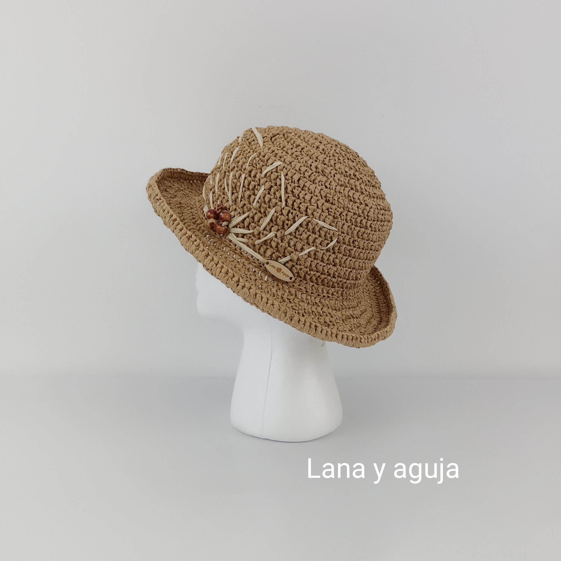 Sombrero de mujer para verano, pamela, sombrero de playa de rafia. - 4