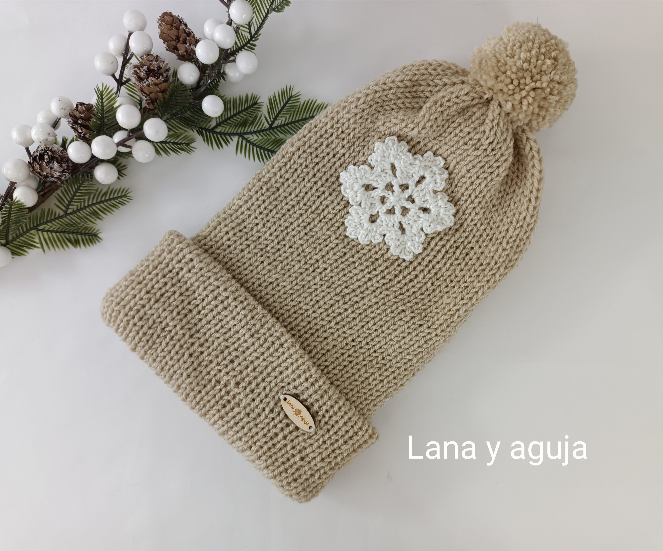 Gorro de lana largo, unisex, copo de nieve. VARIOS COLORES - 10
