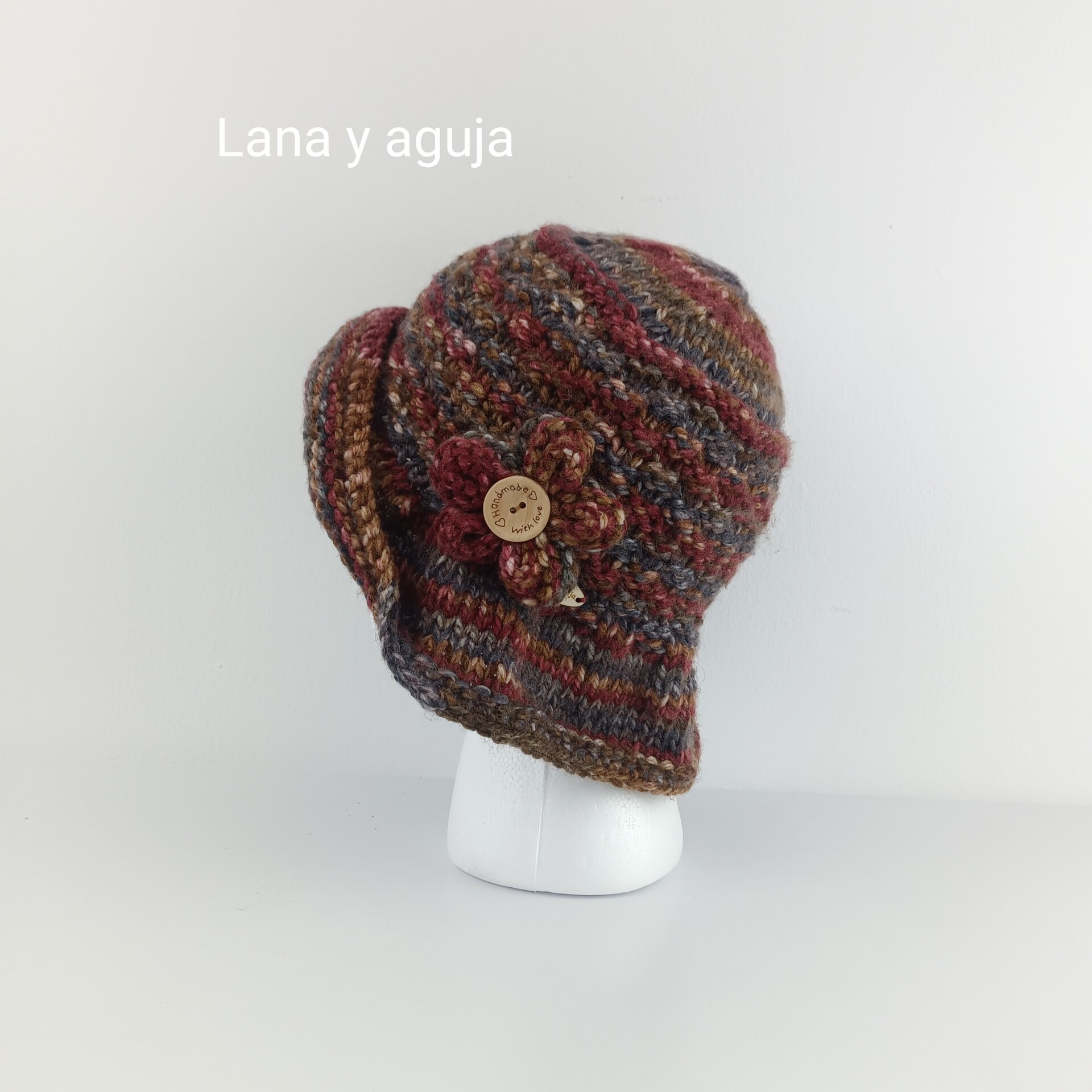 Gorro de lana, sombrero con visera, gorro marrón. - 4