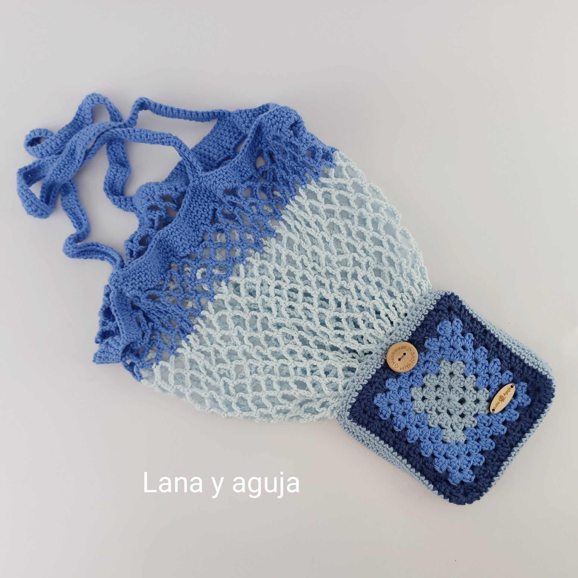 Bolsa de red tejida en crochet plegable - 3
