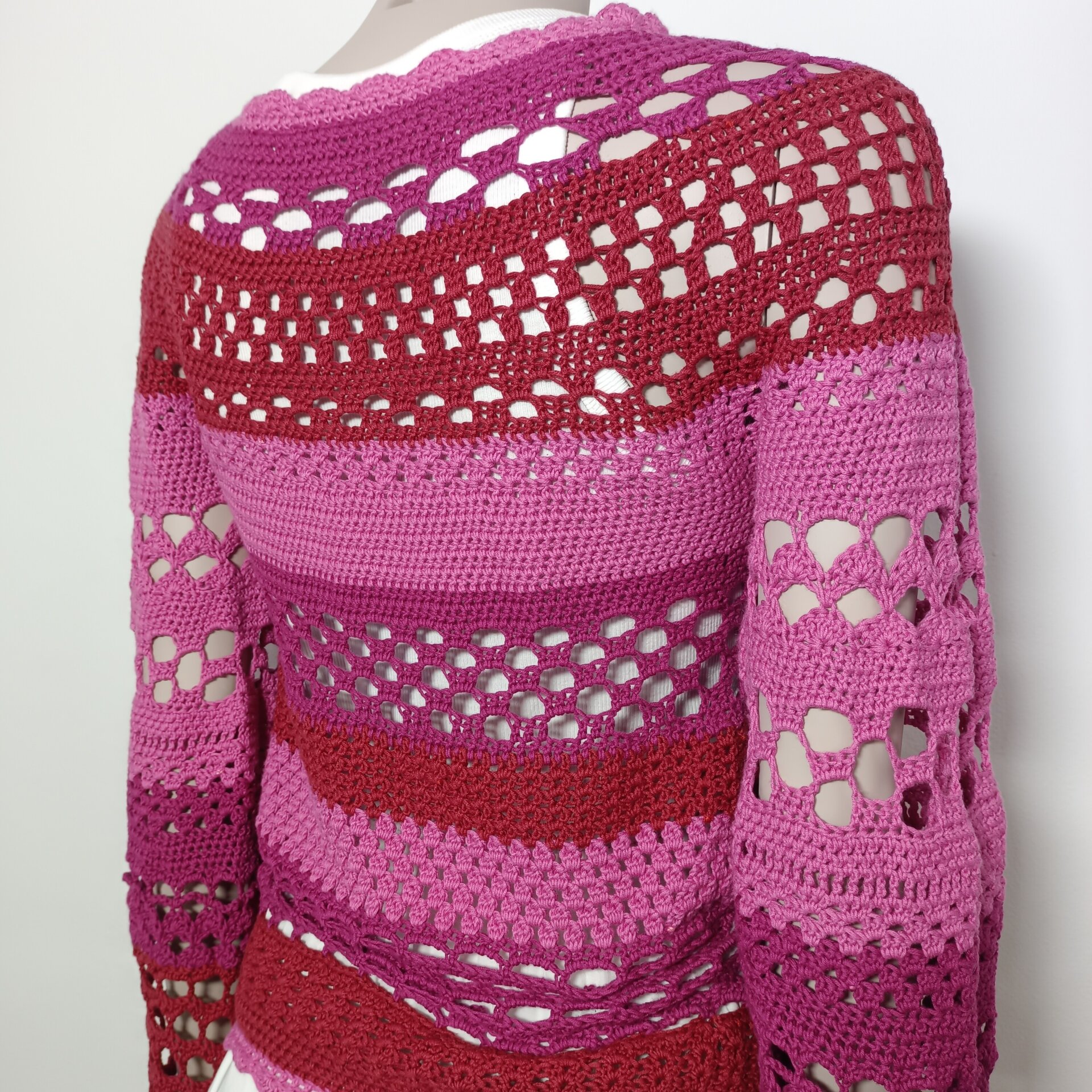 Jersey de lana, Talla XS, suerte  corto de algodón, tejido a crochet - 5
