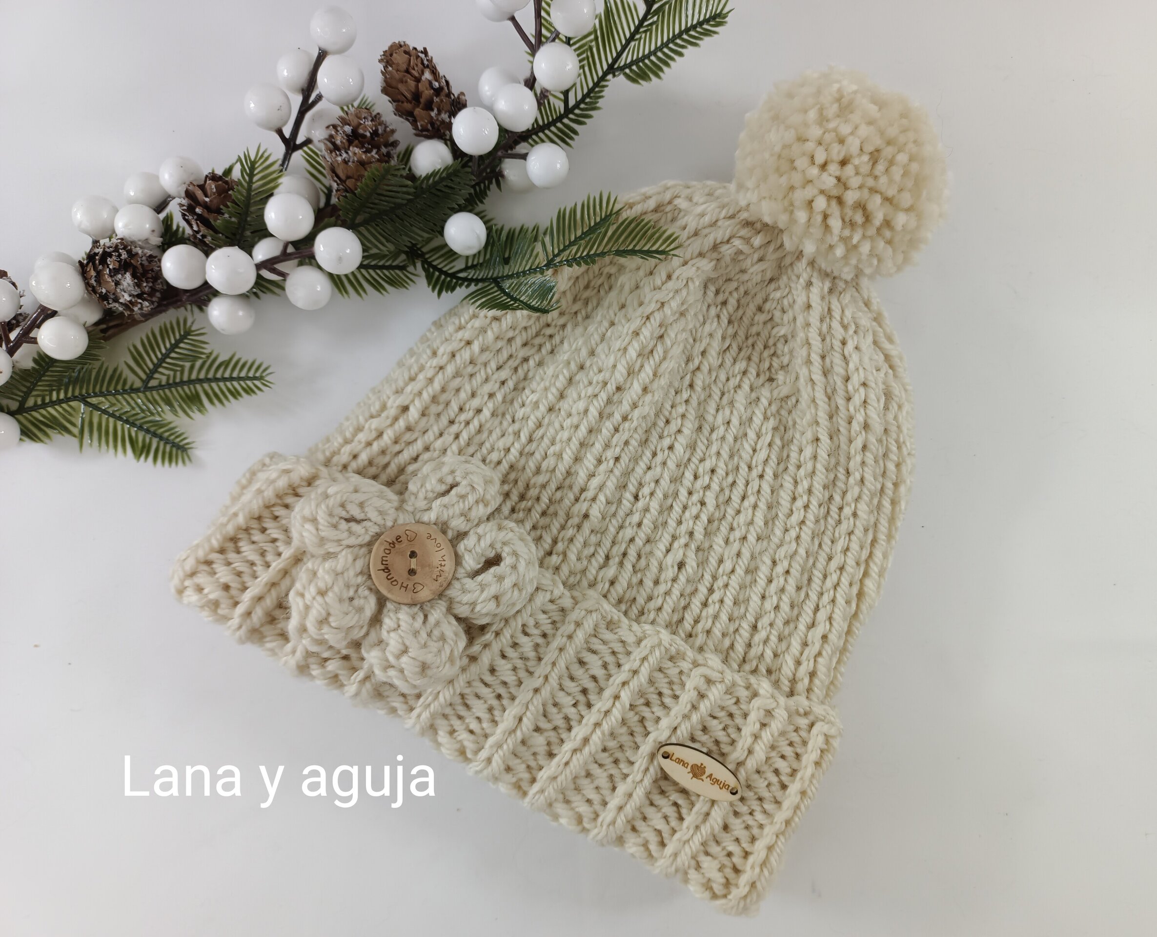 Gorro de lana para mujer, regalo único, sombrero con pompón. - 6